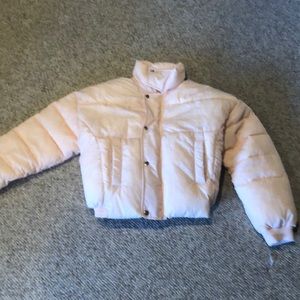 Free People pink cropped Puffer Jacket sz XS